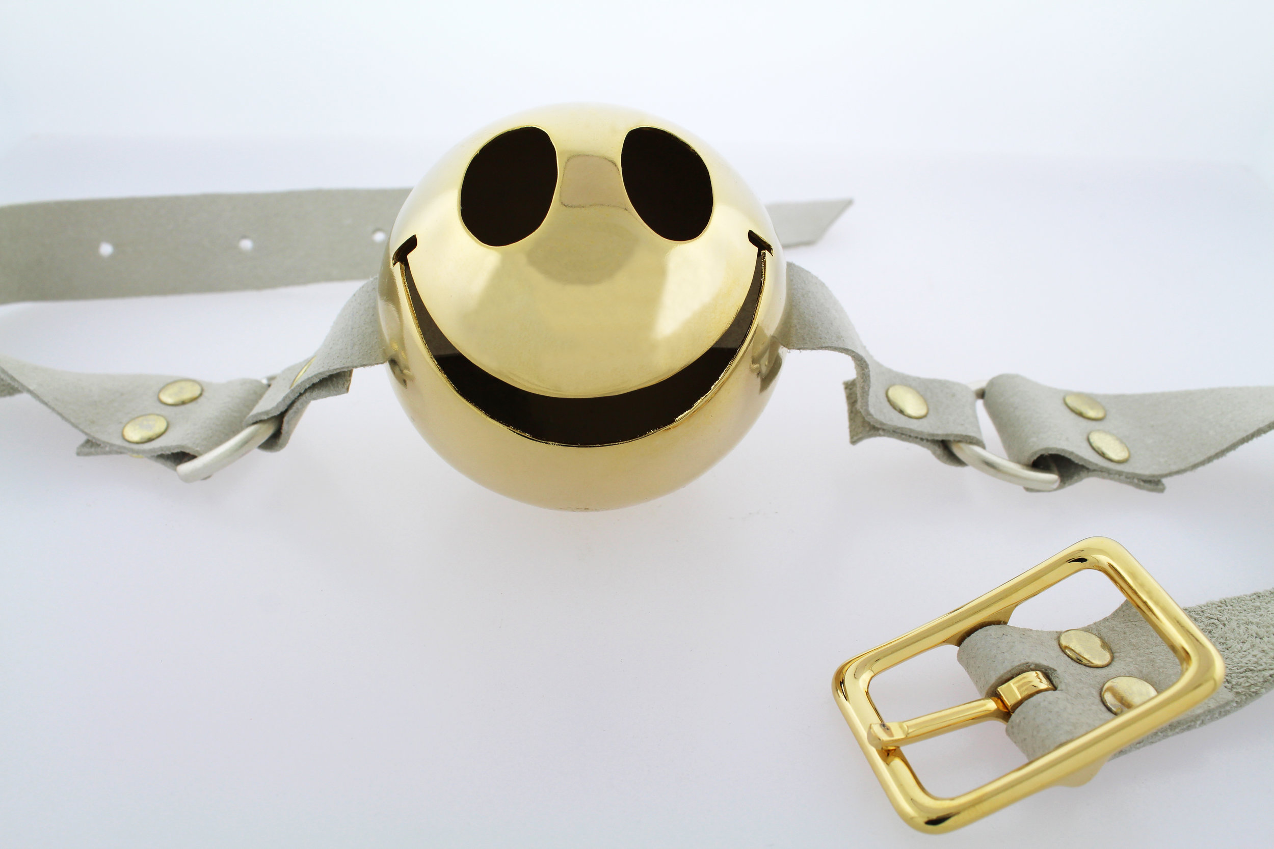   Smiley Gag   Gold-Plated Copper, Silver, Steel, Leather  18”x2.5”x2.5”  December 2012   