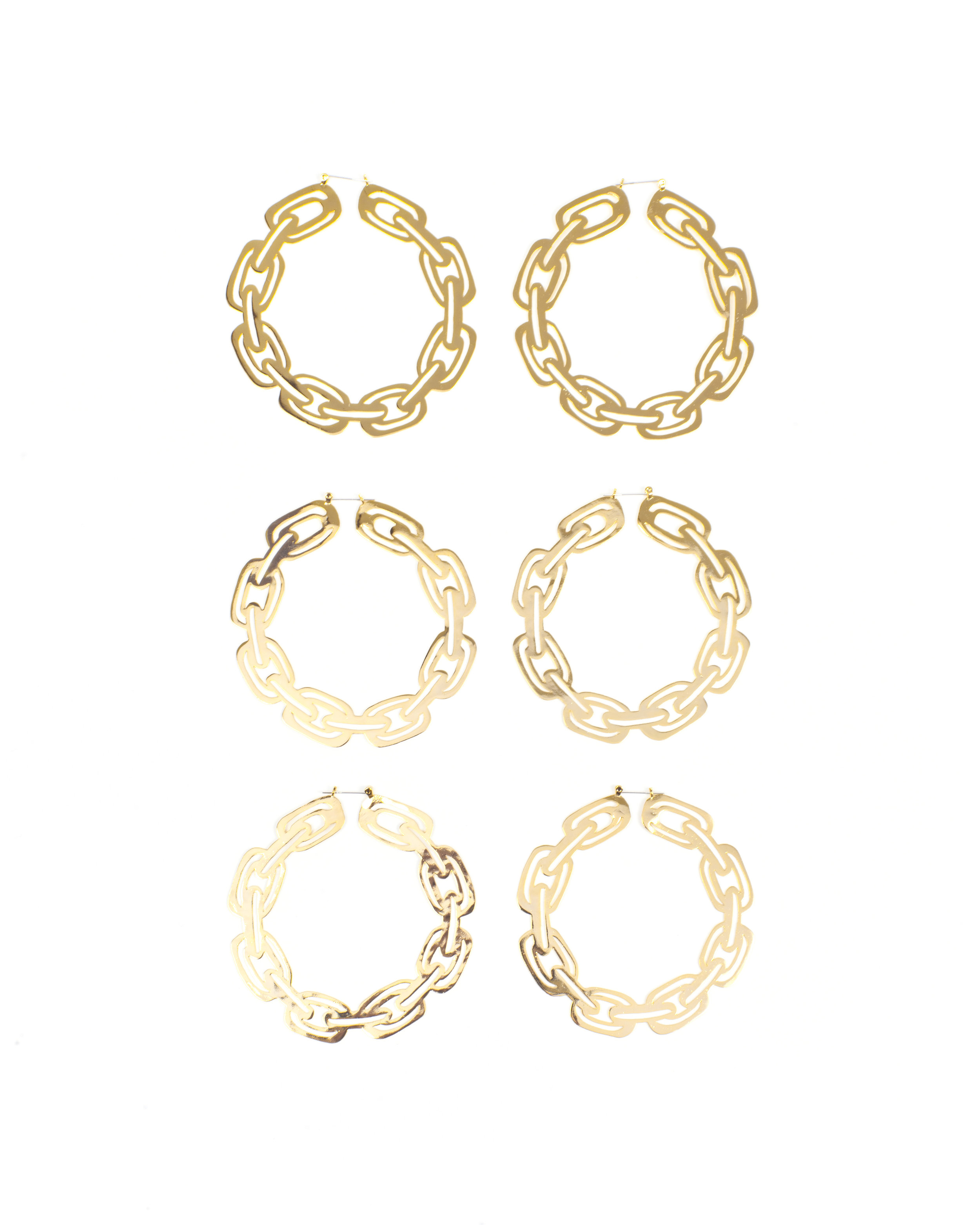   Gold Chain Hoops   Gold-Plated Brass, Sterling Silver  3”x3”x.25”    Photo by Harry Gould Harvey 