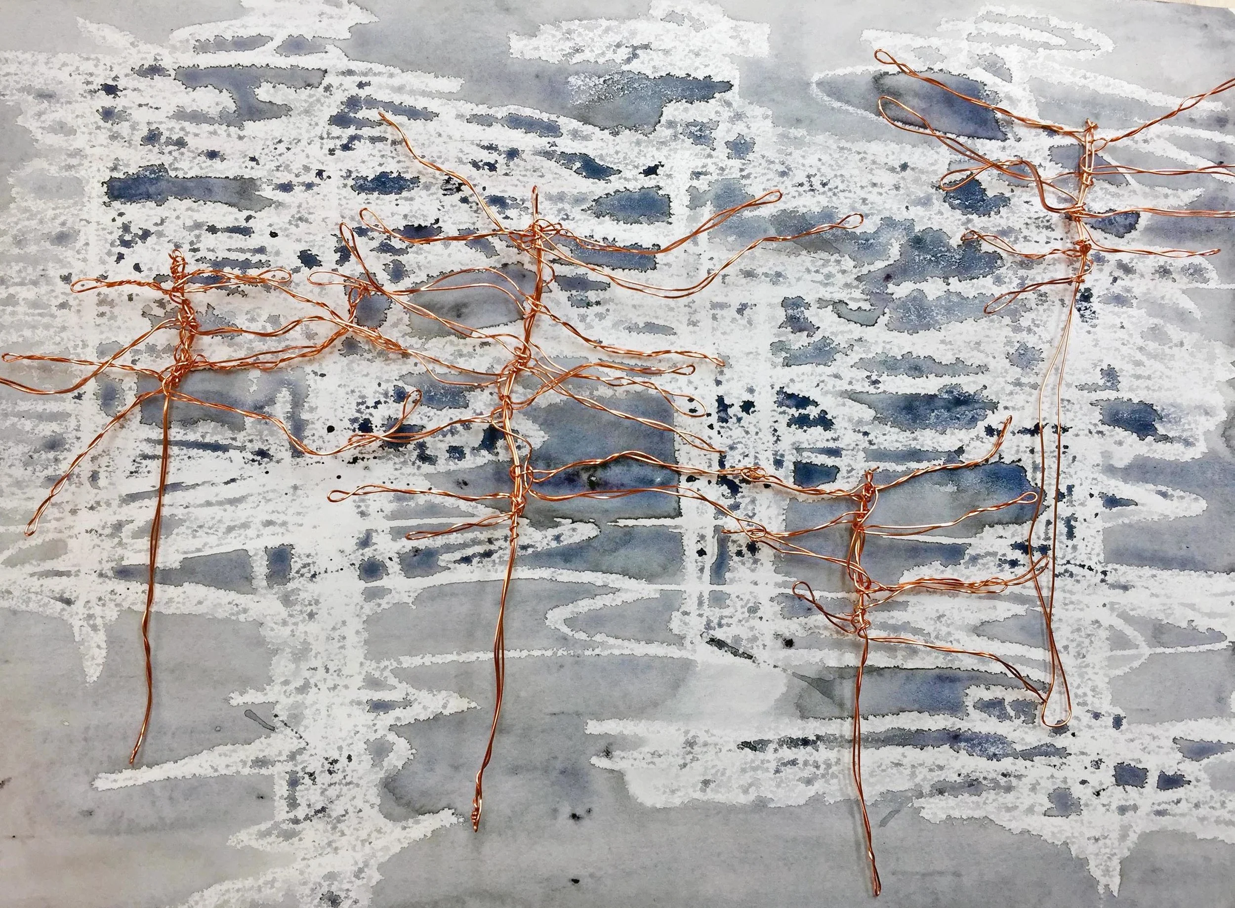 ‘Cedars’ (2015): Copper Wires on Ink Drawing