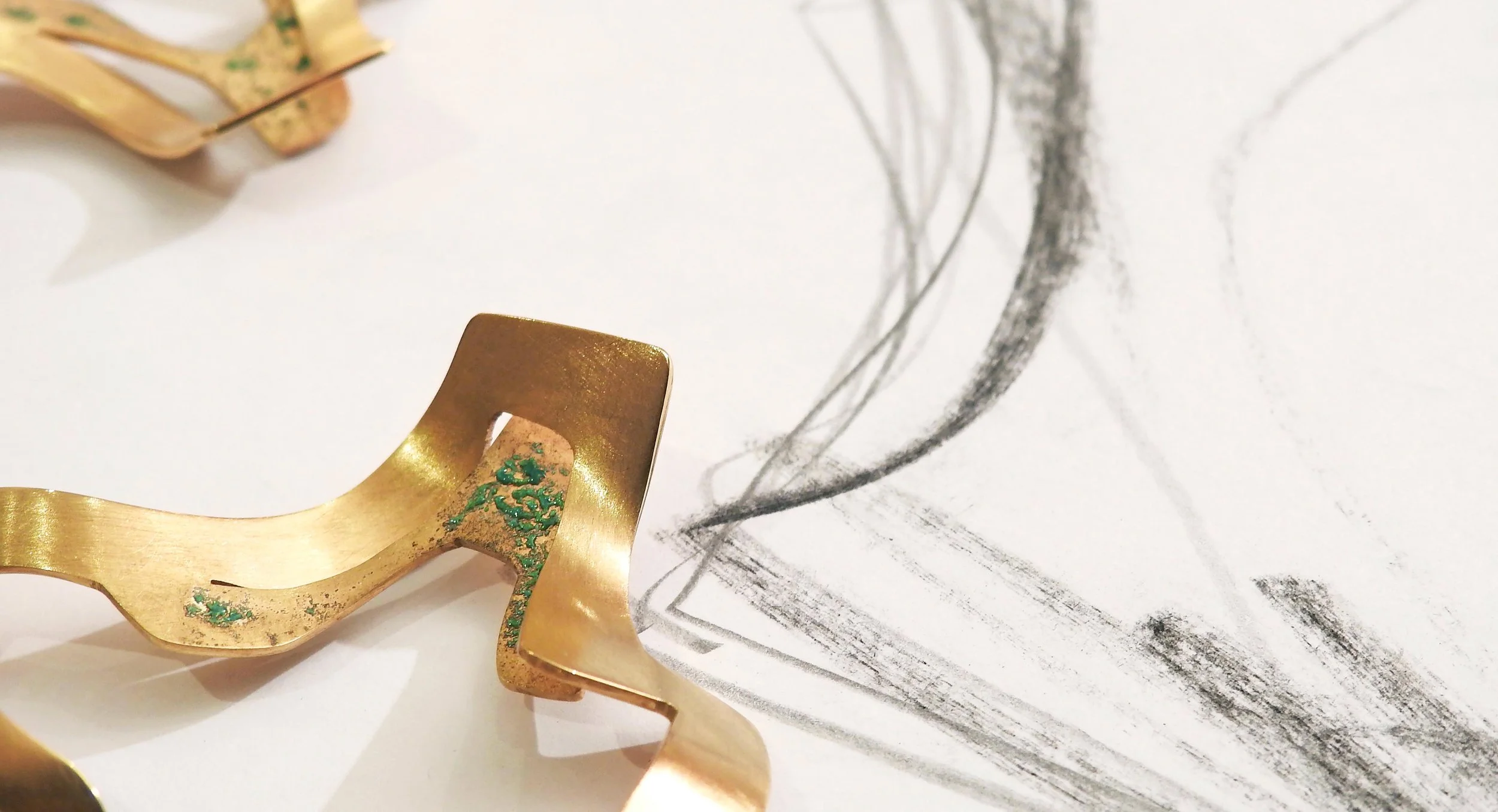 Earrings (2018): Gold Plated Brass, Enamel
