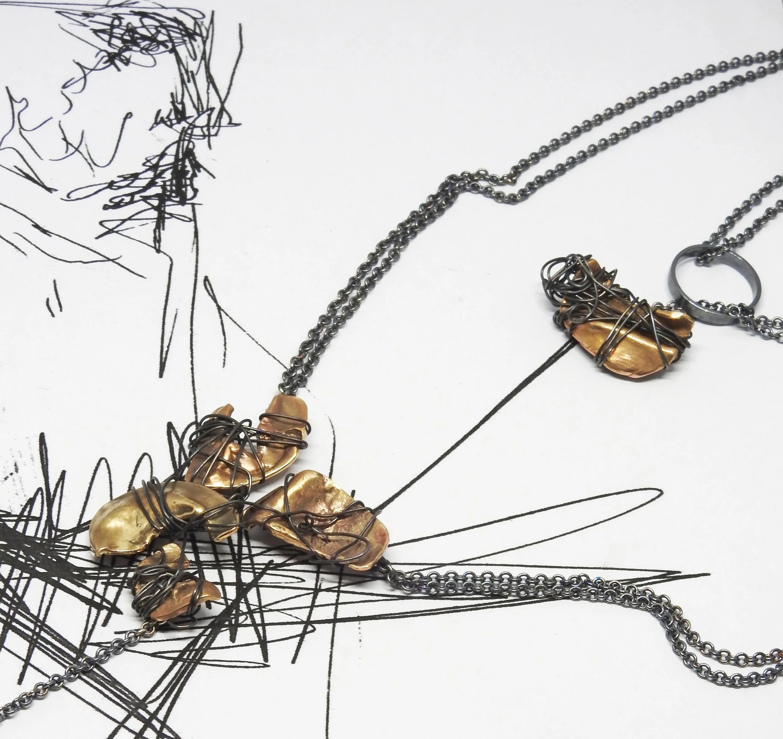 ‘Trencadis’ Necklace (2019): Silver, Bronze, Steel