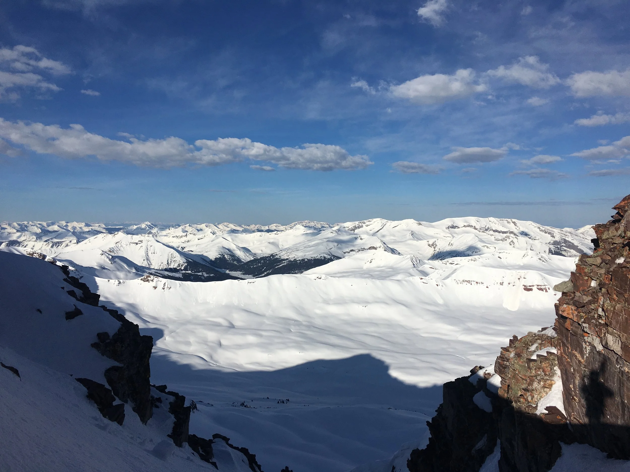 Popping out onto the saddle of the East Couloir. 