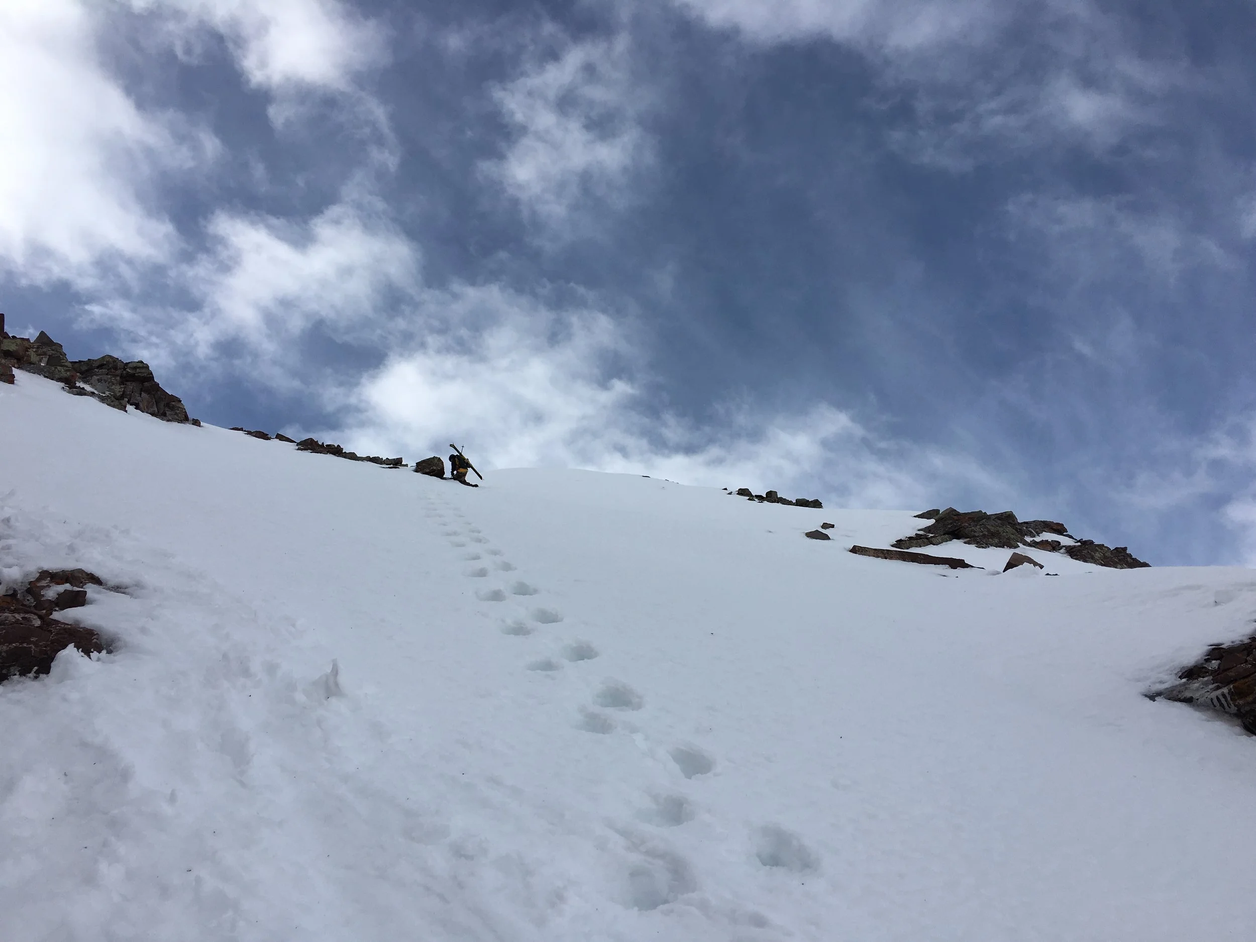 Steep and a bit Icy actually make for great climbing conditons. Pucker factor was high though, as we were above a serious no fall zone. 
