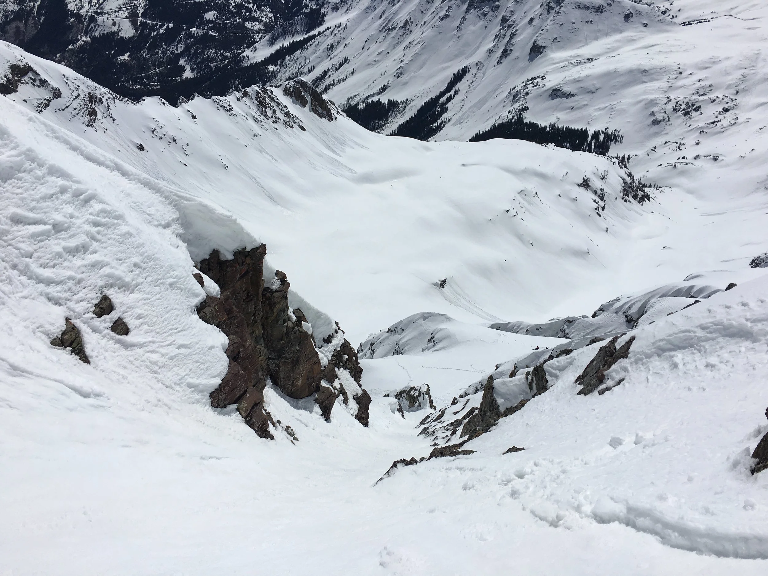 about to go into the 48 degree section of the couloir! 