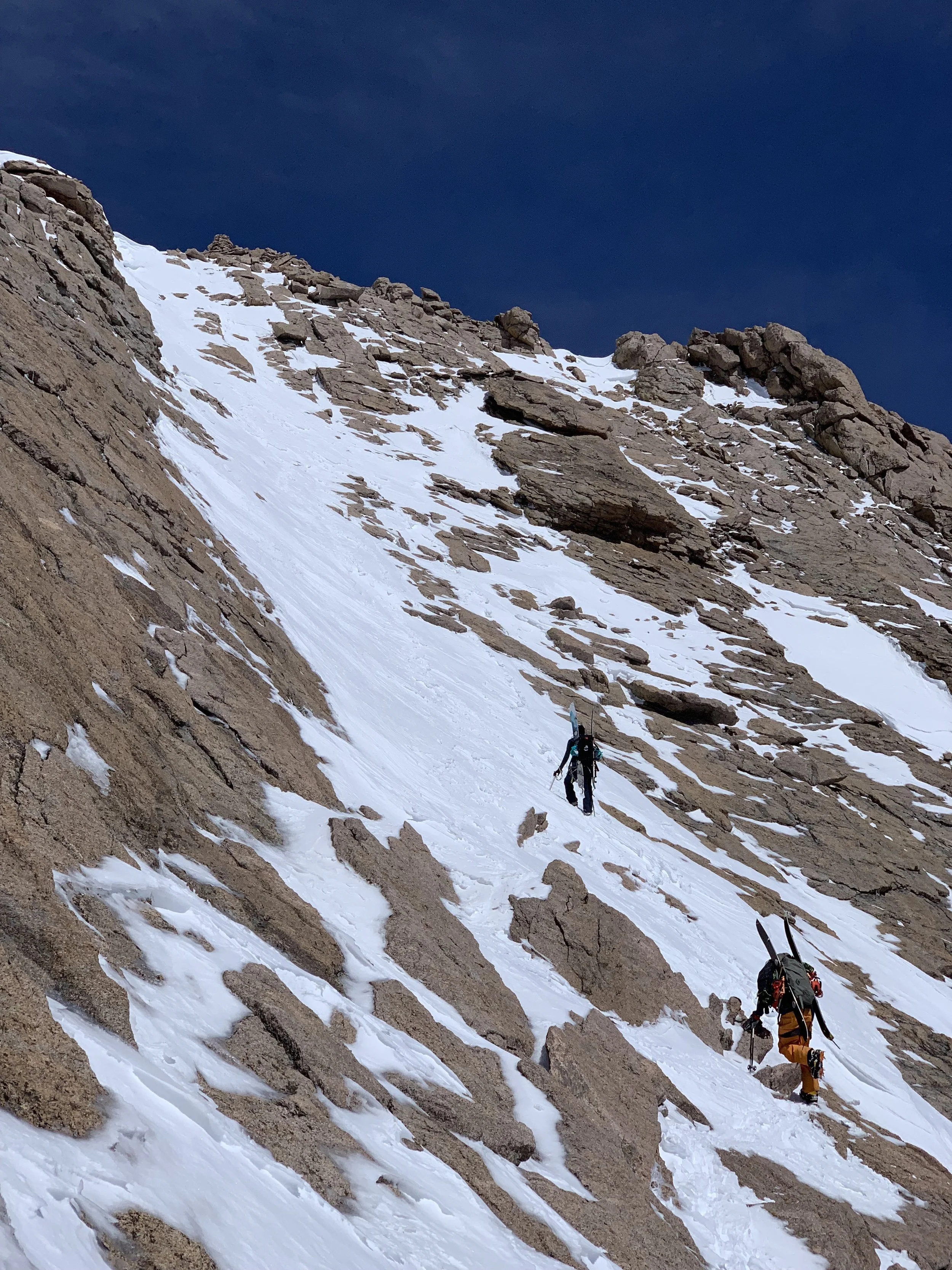The Homestrech section is holding just enough snow for a summit decent and a great snow climb. 
