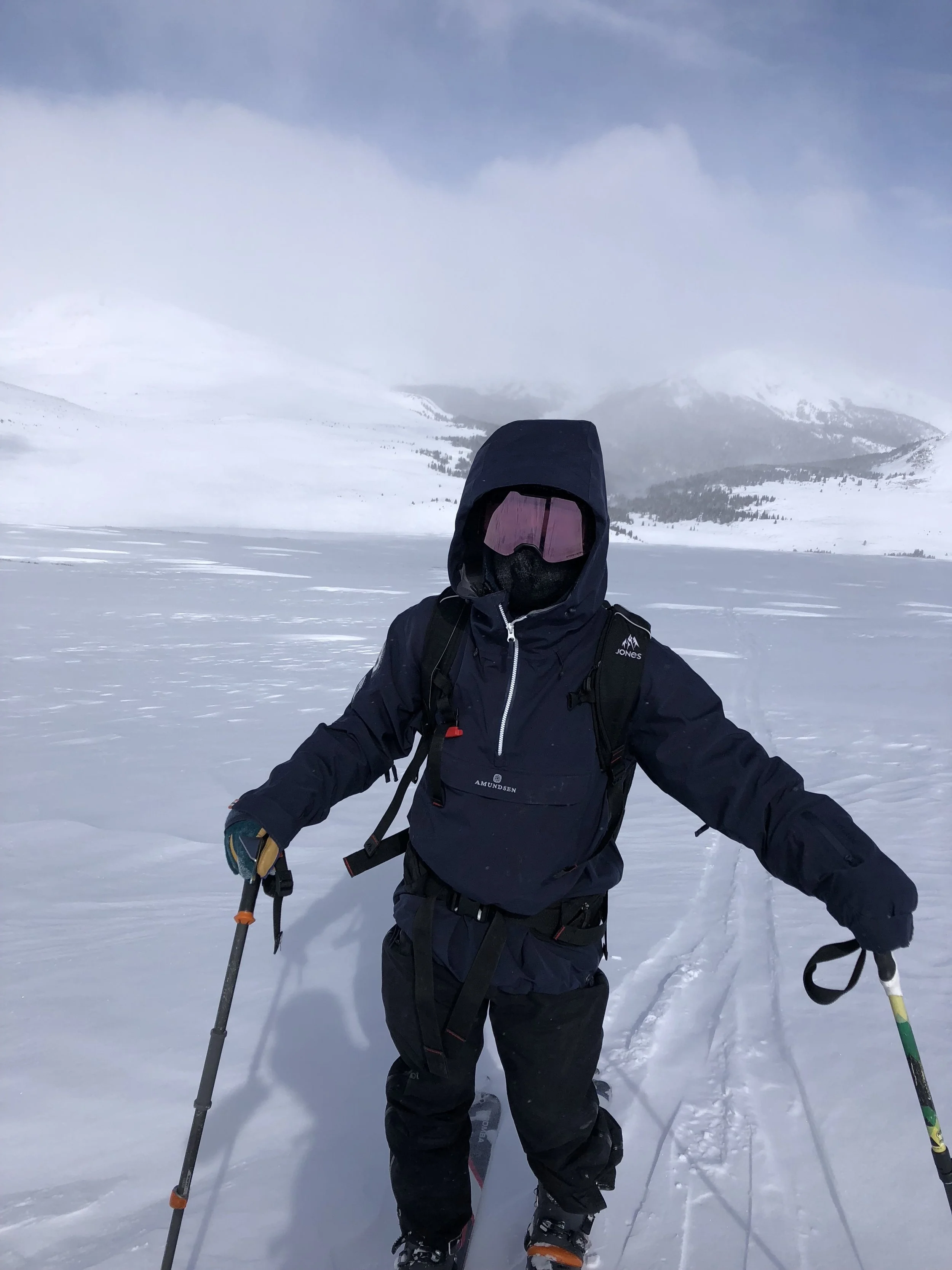 Nicky skinning fully covered up. 
