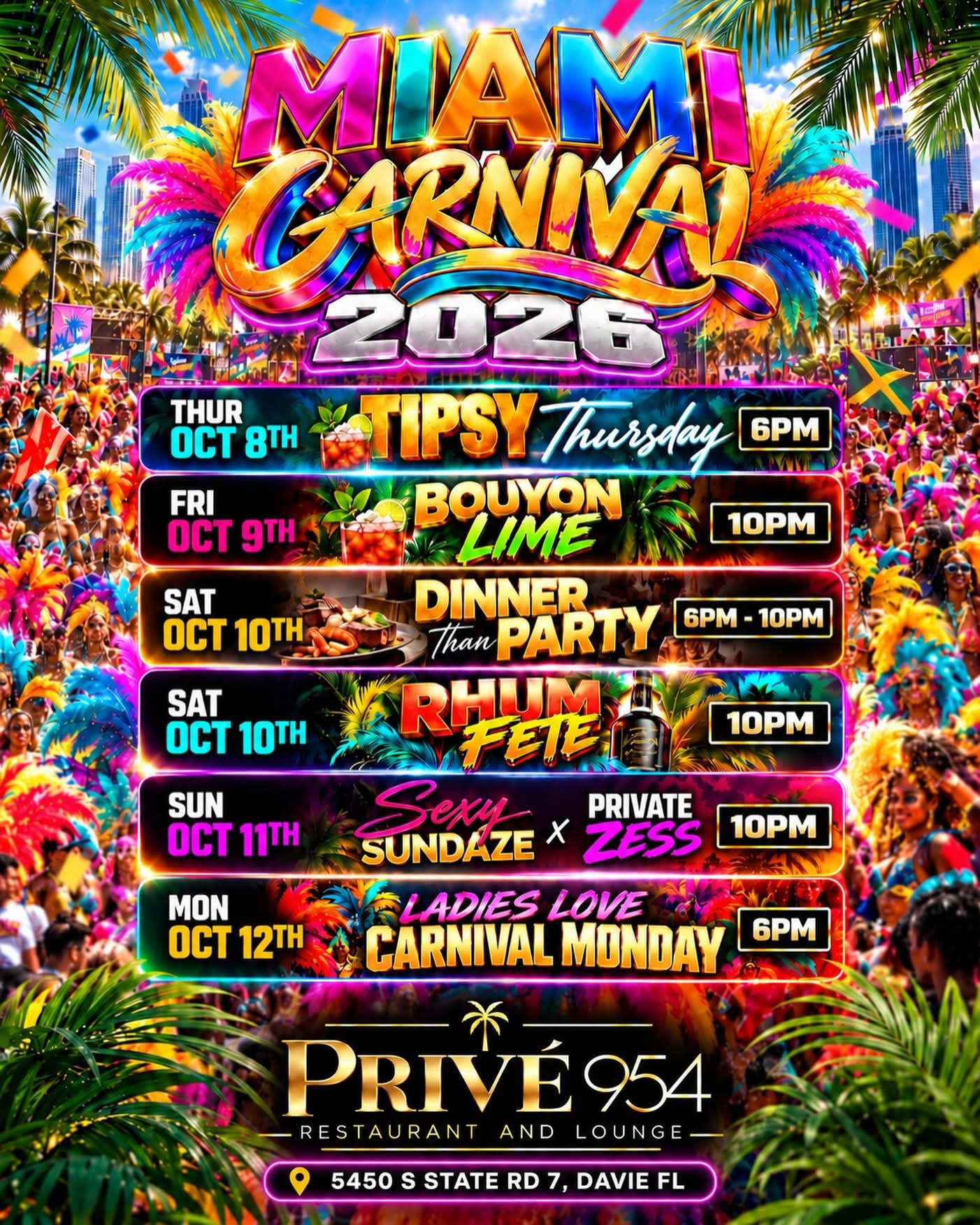 Privé Miami Carnival 2026: Tipsy Thursday