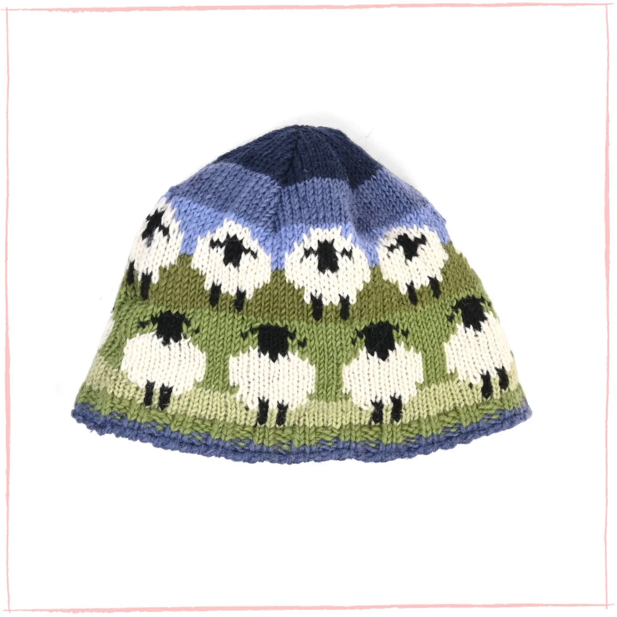 Hand-Knit White Sheep Hat