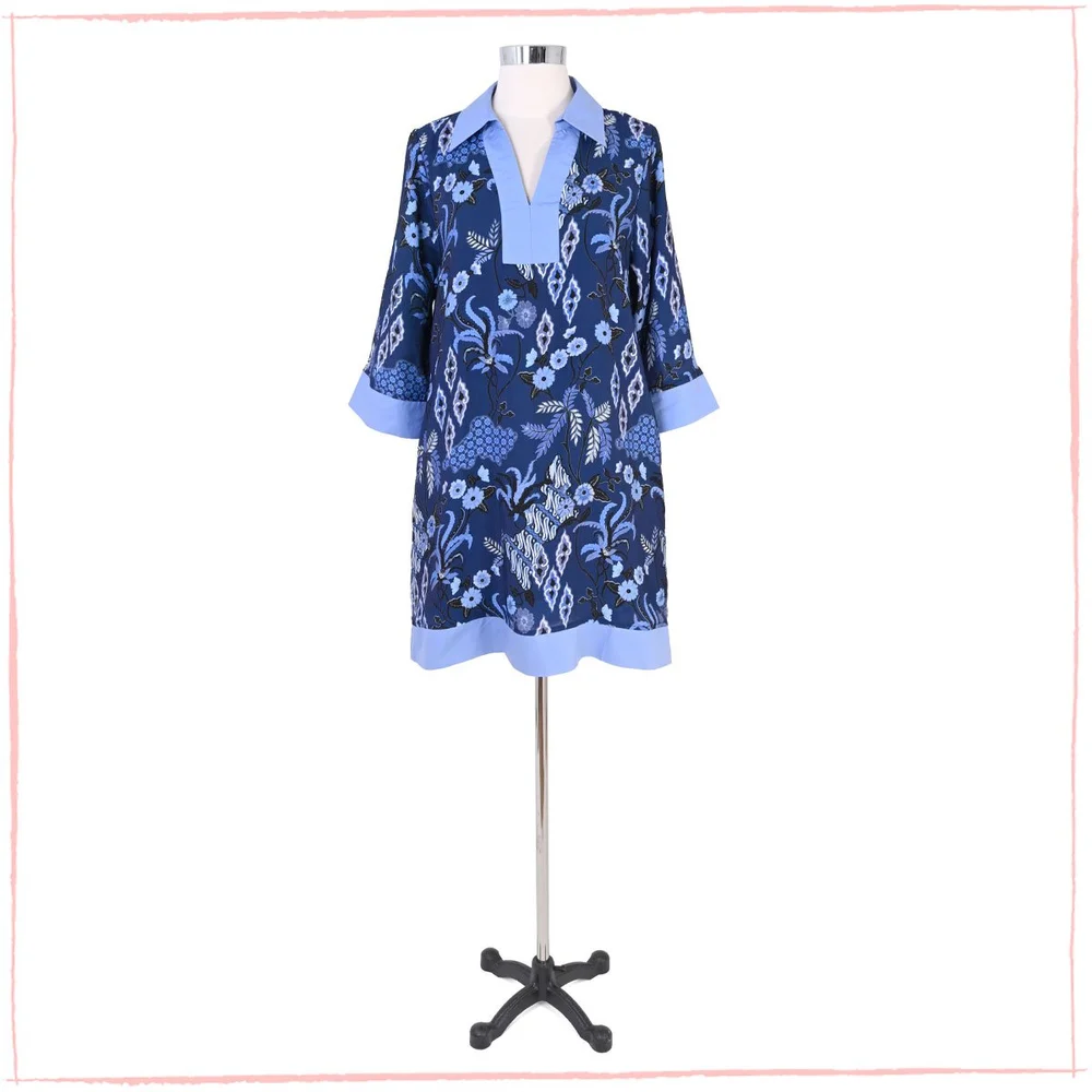 blue dress for baby girl FREE PEOPLE BLUE FLORAL Women Size M Tunic main image 0