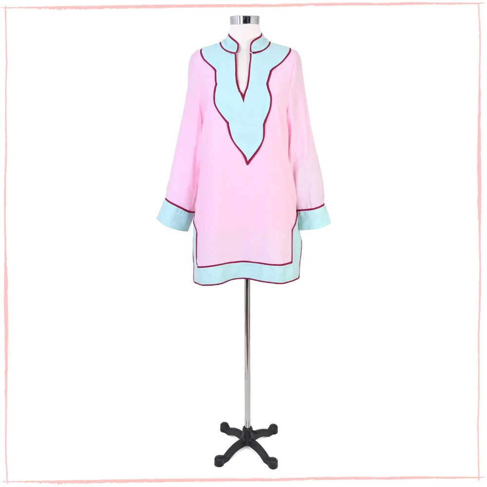 Elegant Pastel Tunic with Geometric Detailing for Women - Stylish &  Comfortable  Holiday