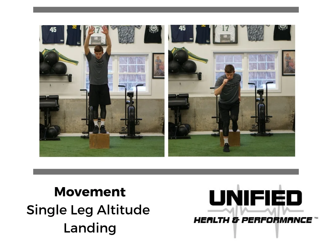 All of the same technique points from #1 apply. By starting on a box, you’re increasing the demand of the single leg landing. This is in preparation for more dynamic single leg jumping movements.