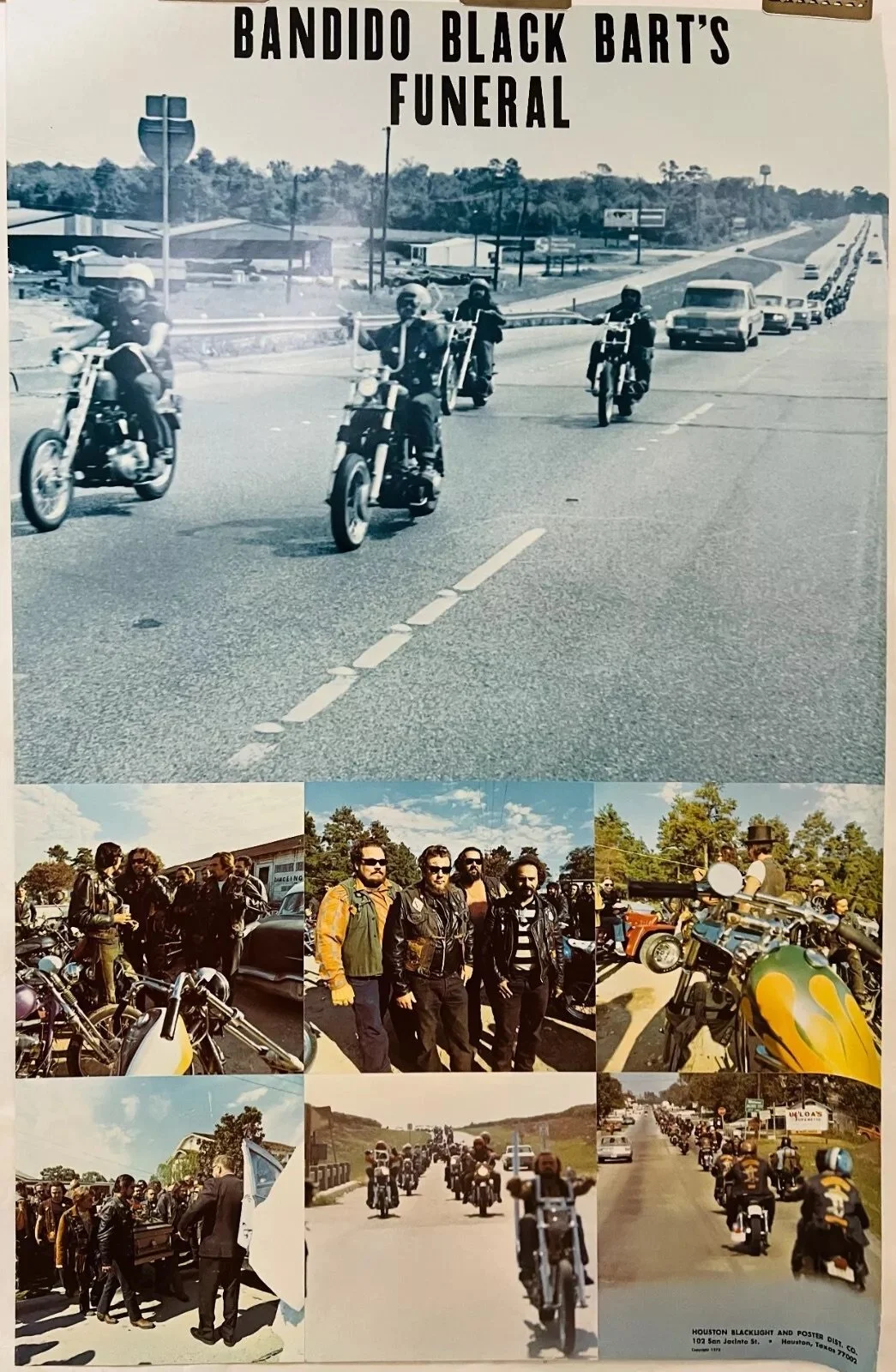 [Meltdownbeat 専用] Bandidos MC 1970 Houst 1970 Black Bart's Bandidos Funeral MC Houston Poster Co Classic 1
