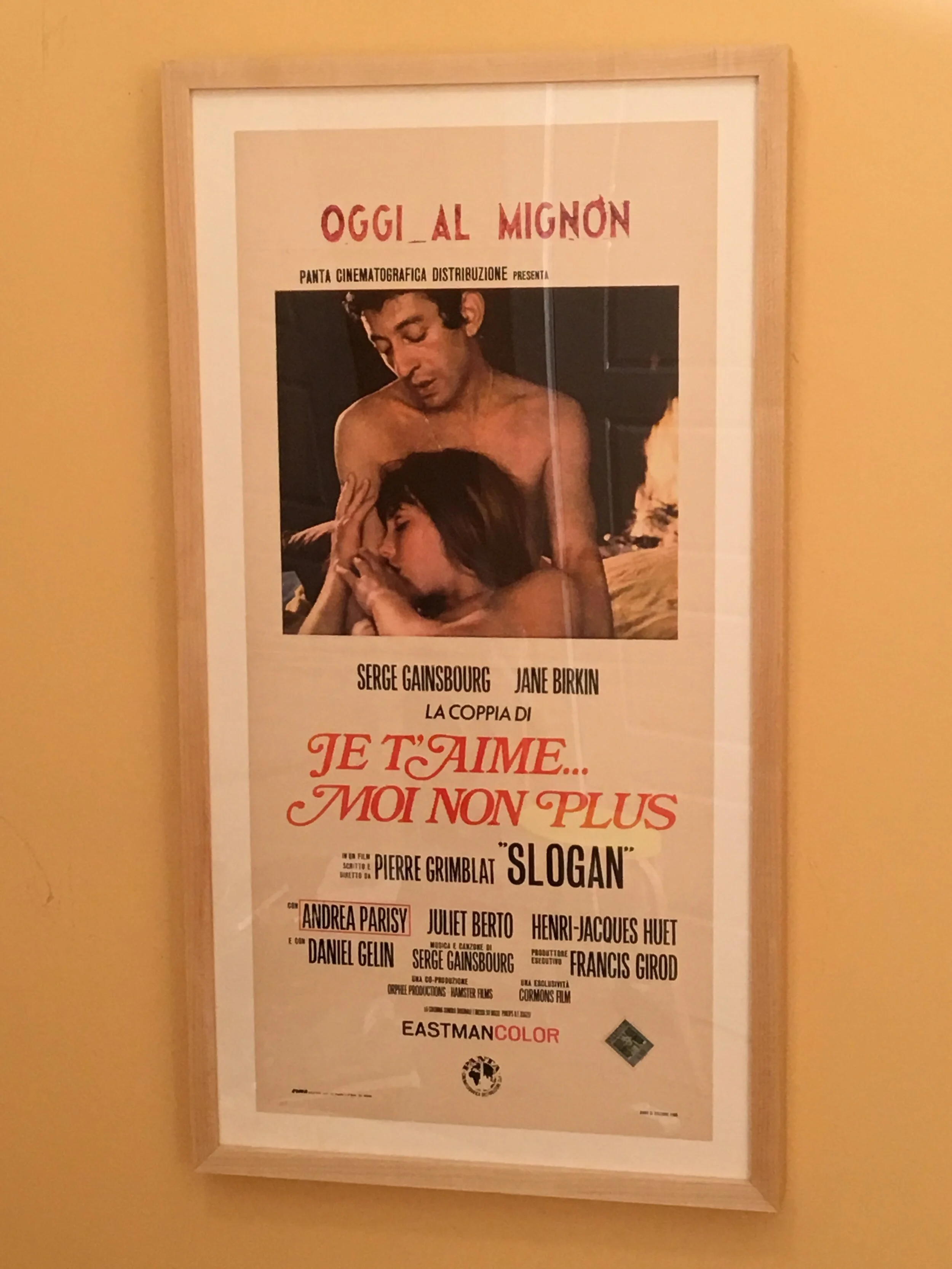 1969 Je T'aime...moi non plus (Slogan) Serge Gainsbourg Jane Birkin framed Italian Movie poster