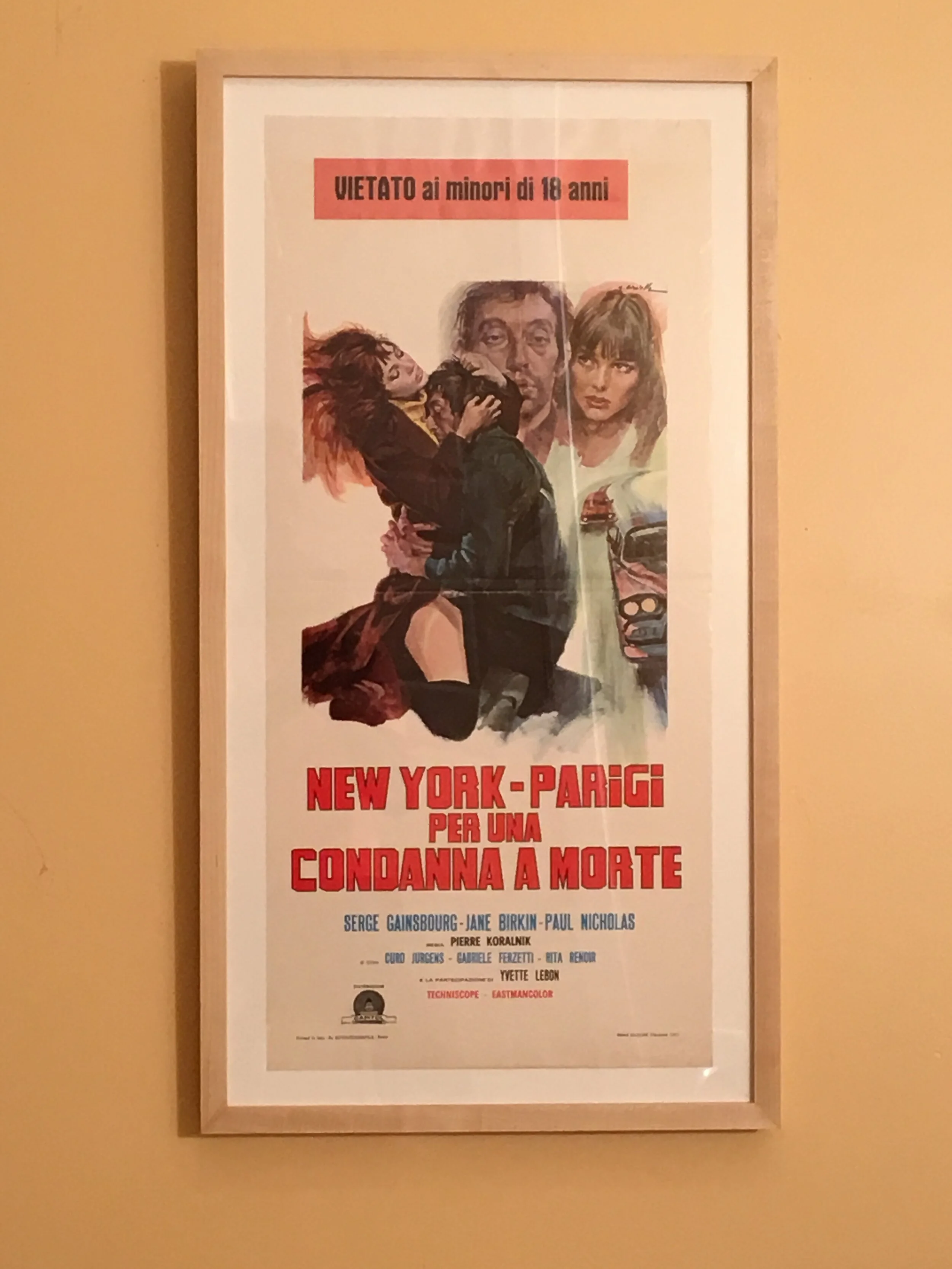 1970 'Cannabis' New York Parigi per una Condanna a morte Serge Gainsbourg Jane Birkin framed Italian Movie poster