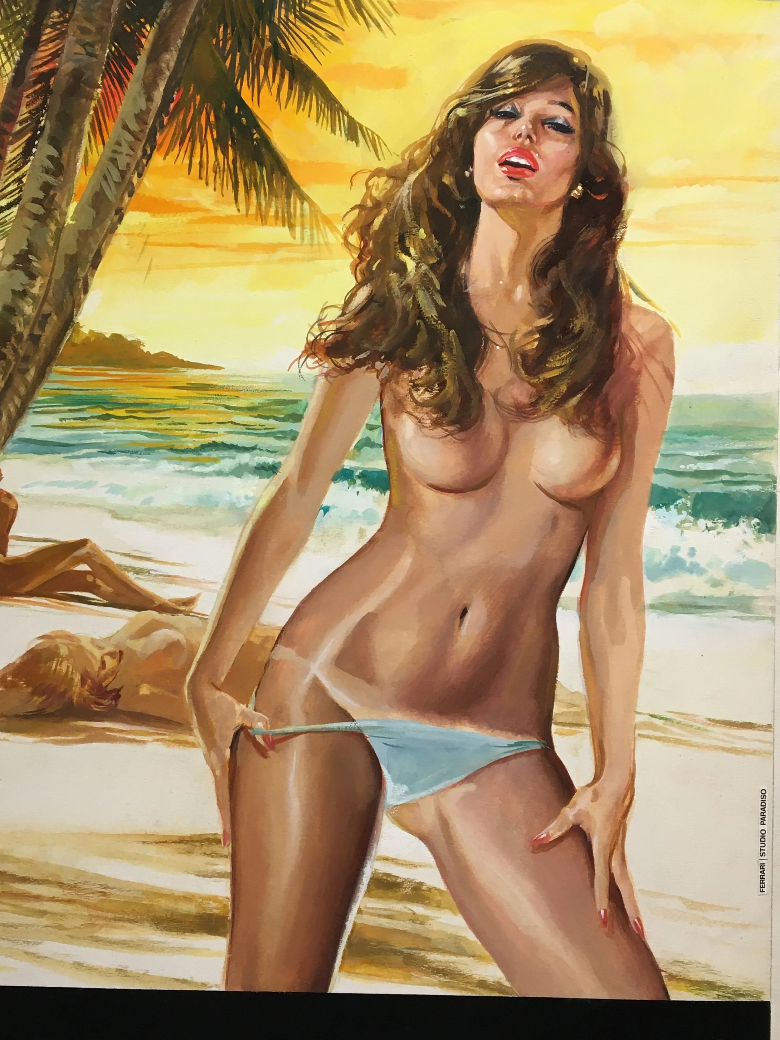 La Spiaggia dell'Amore 1976 Original artwork with Theatrical Italian cinema Poster 