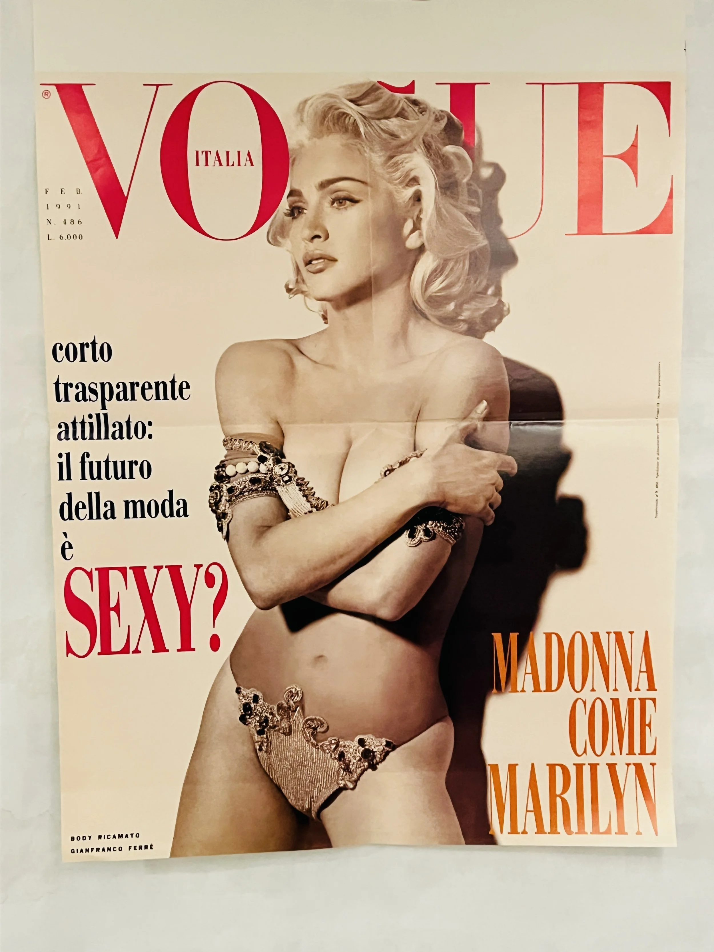 FEB 1991 Vogue Italia N°486 MADONNA Steven Meisel Condé Nast kiosk Poster RARE!