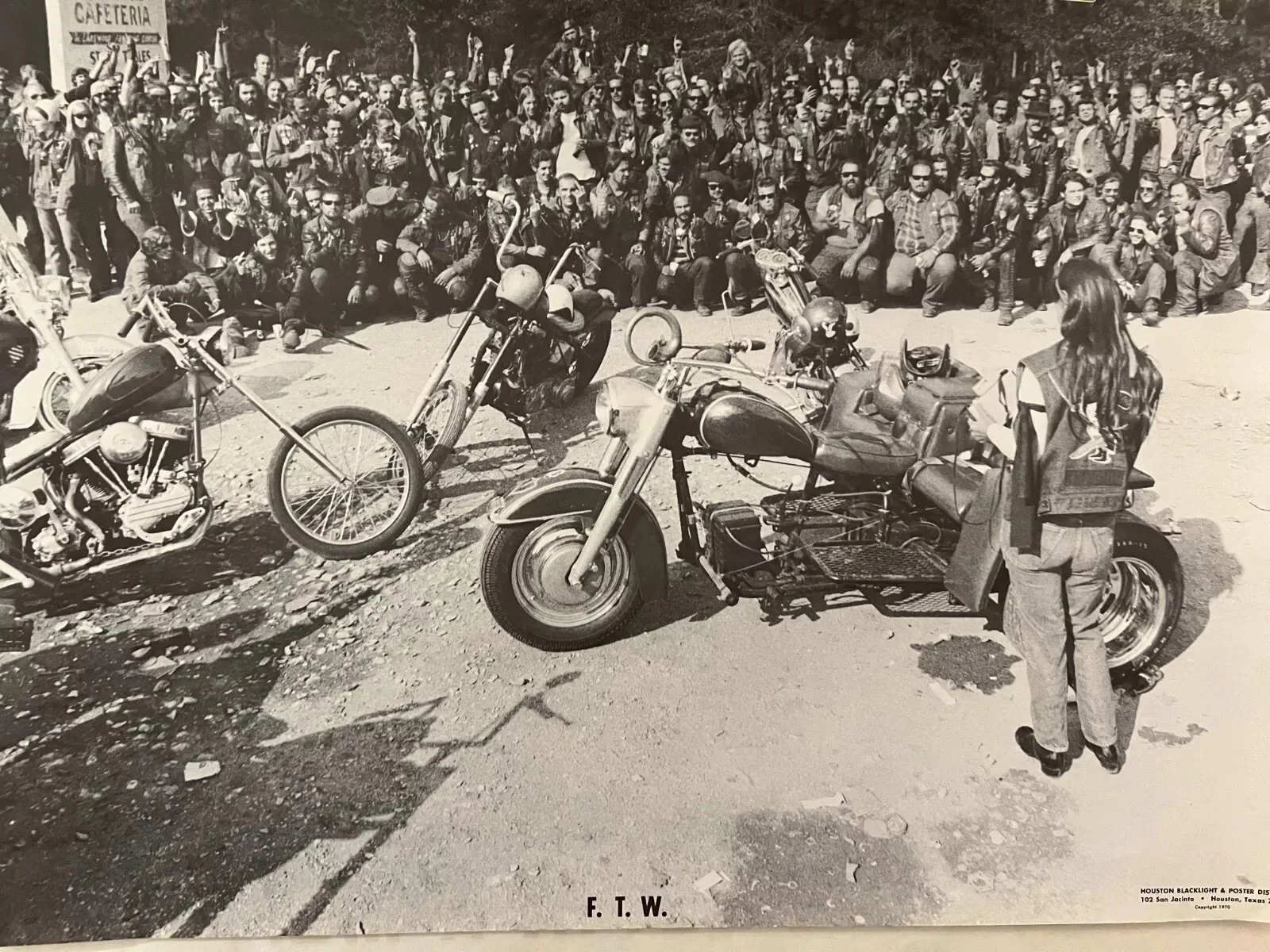 1970 FTW Bandidos MC Houston Blacklight Poster Co RARE Biker