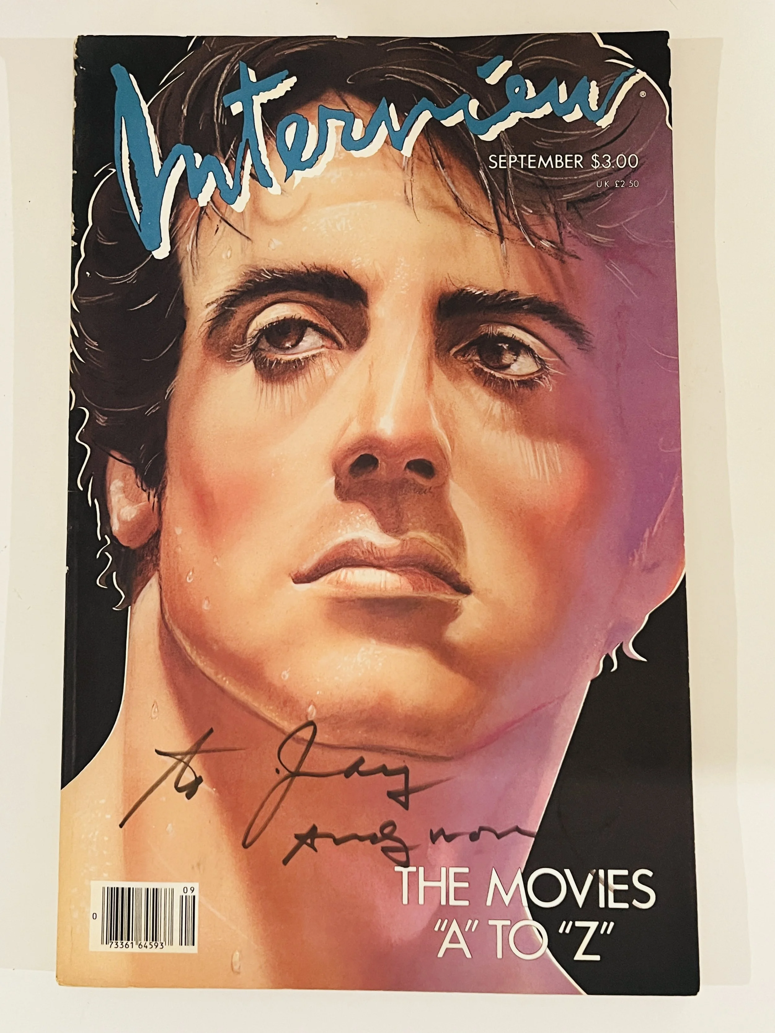 ANDY WARHOL signed Interview Magazine Sept 1985 Basquiat Stallone + Hollywood