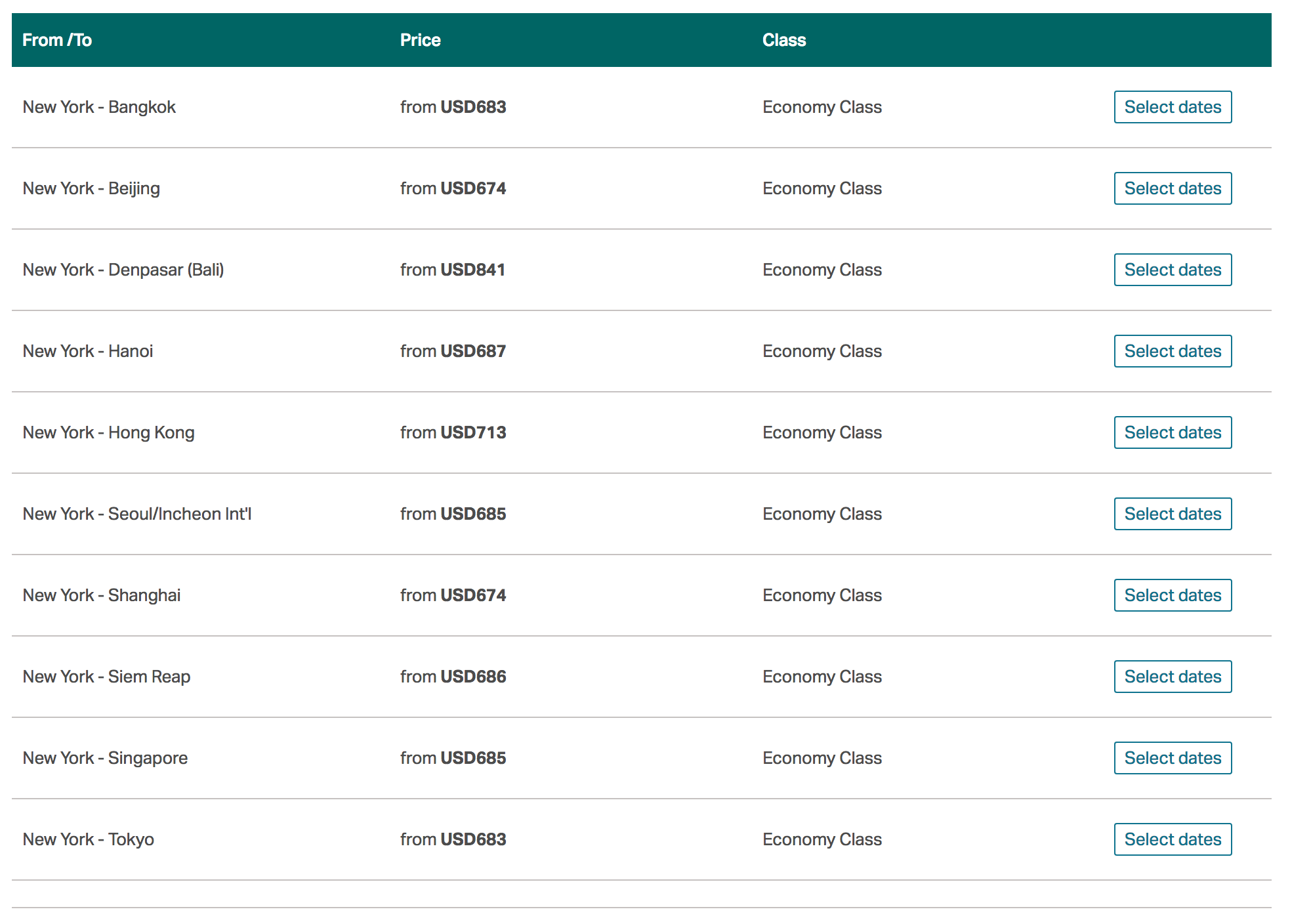 Sample Cathay Pacific Flight Deals!