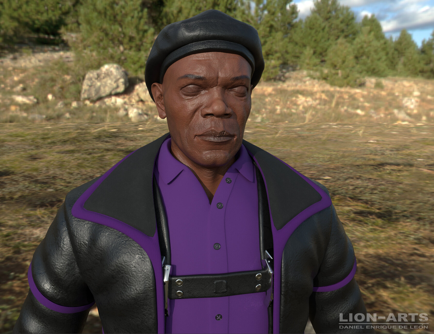  Samuel L. Jackson model fully textured in Substance Painter 