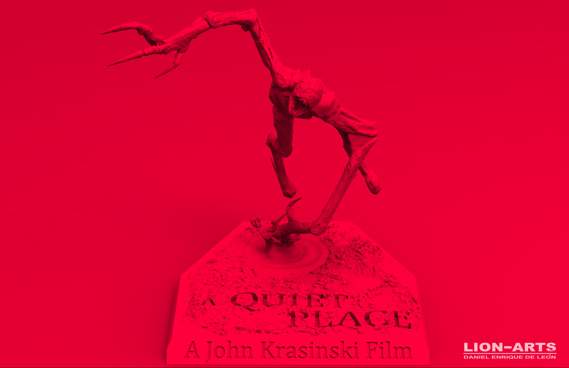  Keyshot Render of the 3D Printed Maquette I made for John Krasinski to commemorate his spectacular 2 films in the A Quiet Place franchise. 