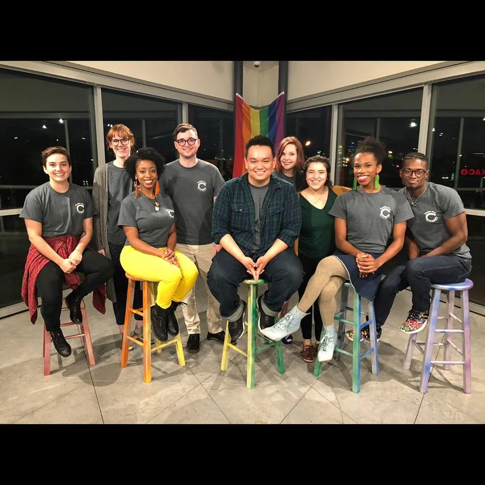 The cast and creative team of Bridges: LGBTQ+ Then & Now at Resource Center of Dallas - May of 2018
