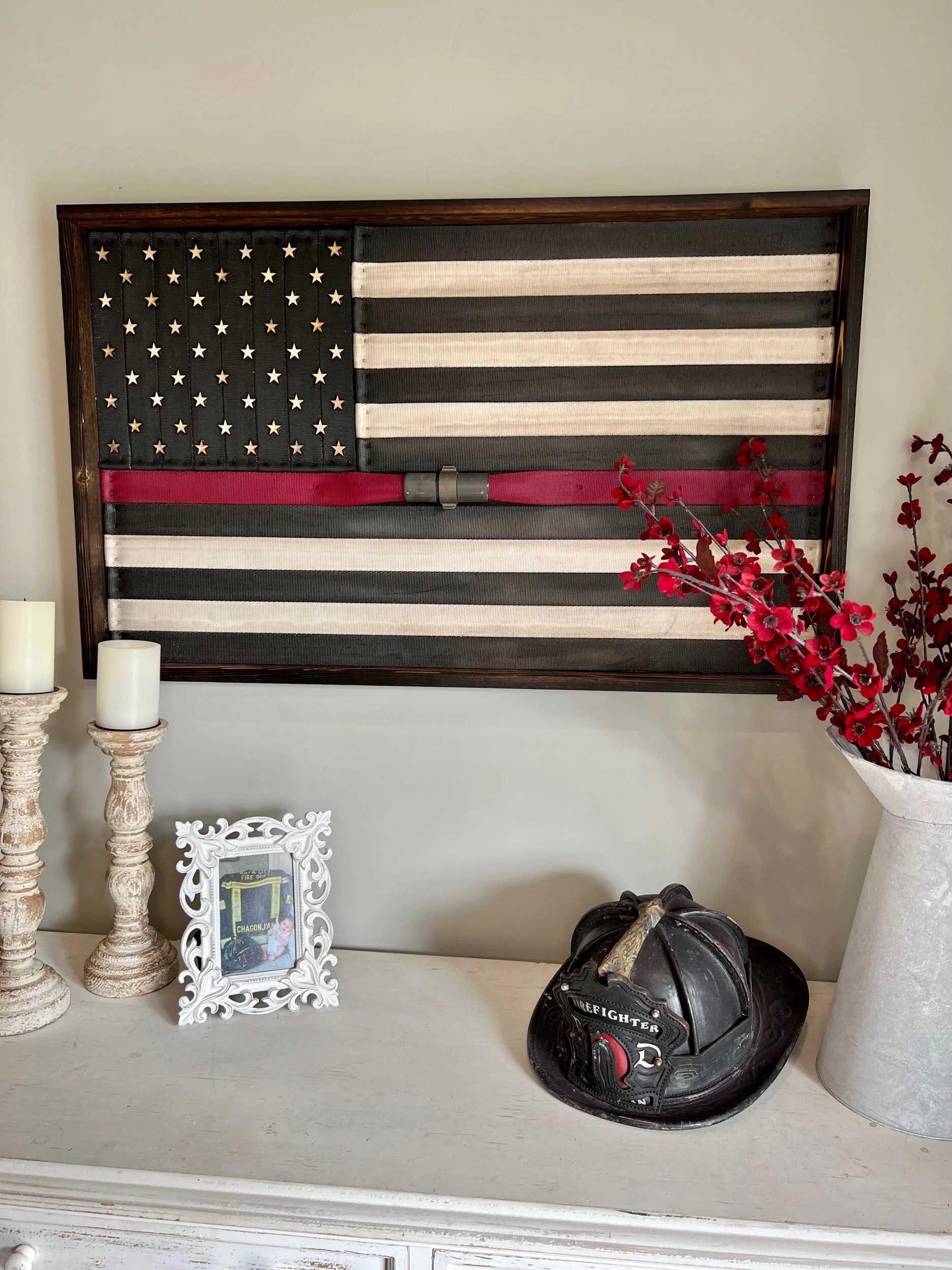 Custom Fire Hose Flag Thin Red Line