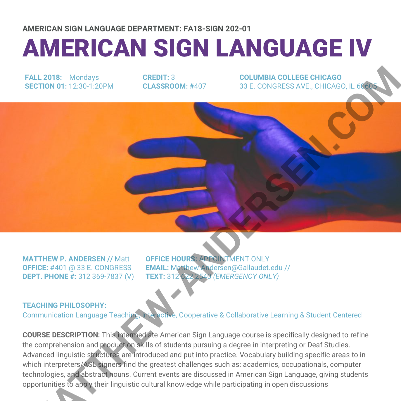 Image description: a screenshot of the first page of Matthew’s American Sign Language IV lesson plan.