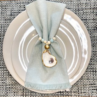 Gilded Oyster Shell Napkin Ring Set