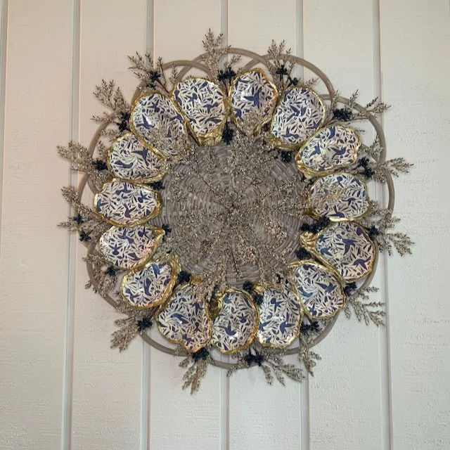 Blue Bird Decoupaged Shell Wall Decor