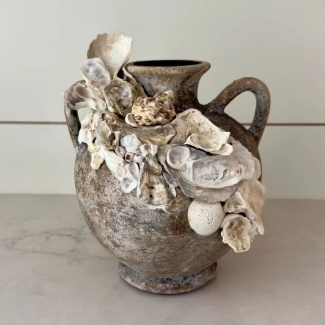 Taupe Terracotta Coastal Shell Vase