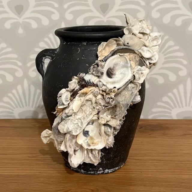 Black Terracotta Coastal Shell Vase