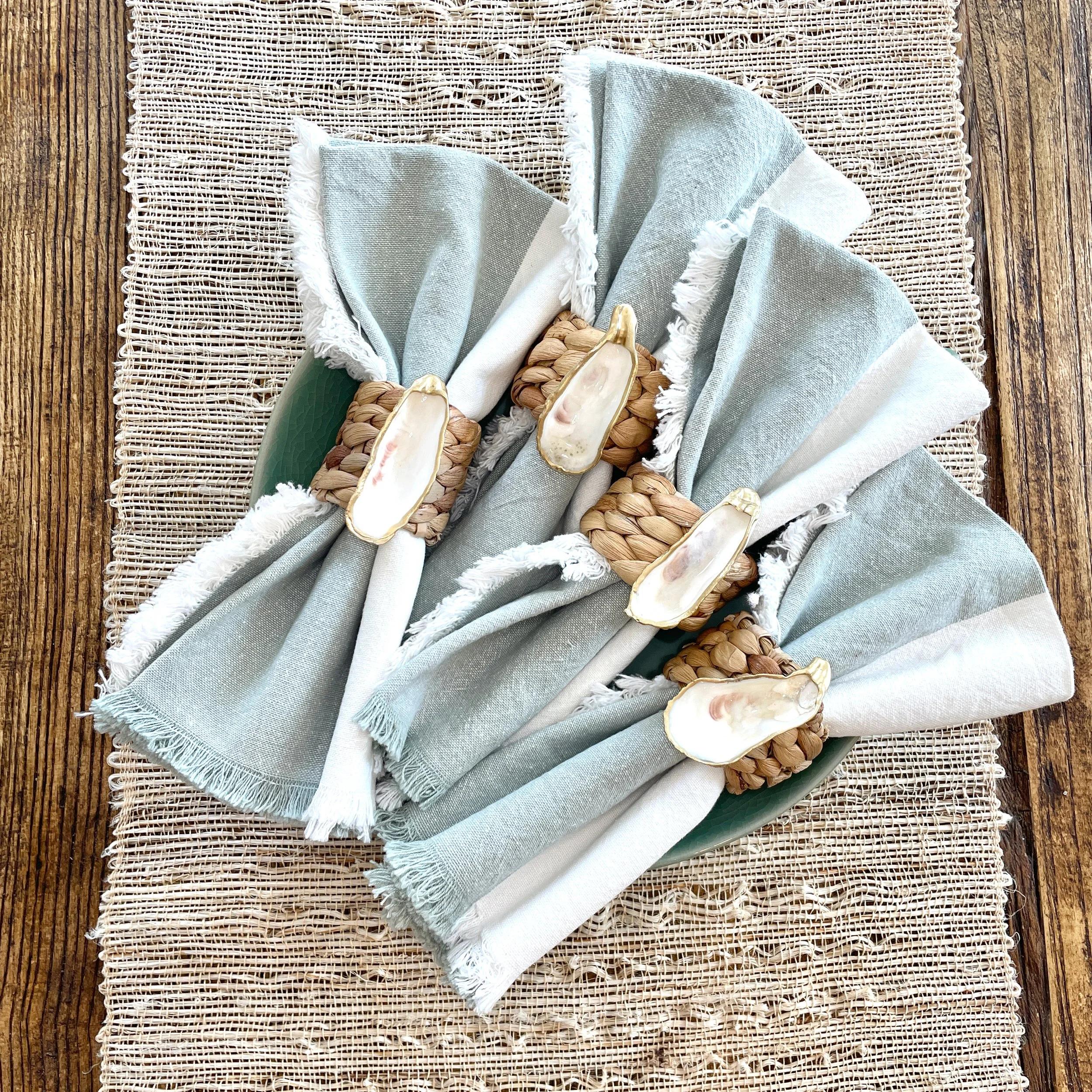 Oyster Shell Woven Napkin Rings