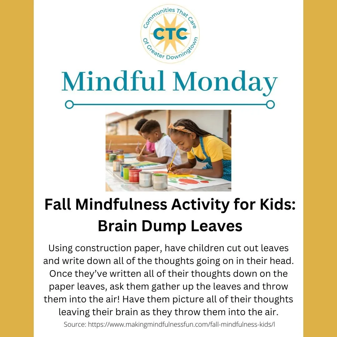🍂🍁Fall into Mindfulness!🍁🍂

The season of Autumn provides lots of opportunities to help children learn how to practice mindfulness. Try this fun arts &amp; crafts activity below that ties in the season and also teaches children how to pay attenti