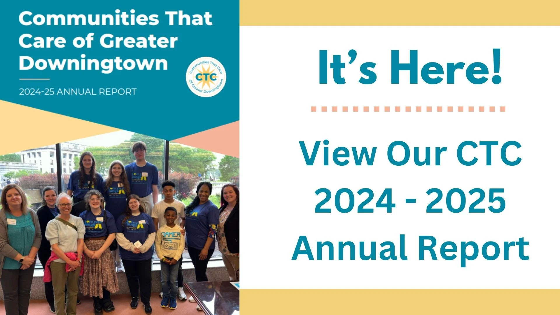 It's Here! 🎉🎉

We are thrilled to release our 2024-2025 CTC of Greater Downingtown Annual Report to the public and share all that we accomplished over this last year. Check it out here: https://bit.ly/CTC2425AnnualReport (Link in Bio!)

Thank you f