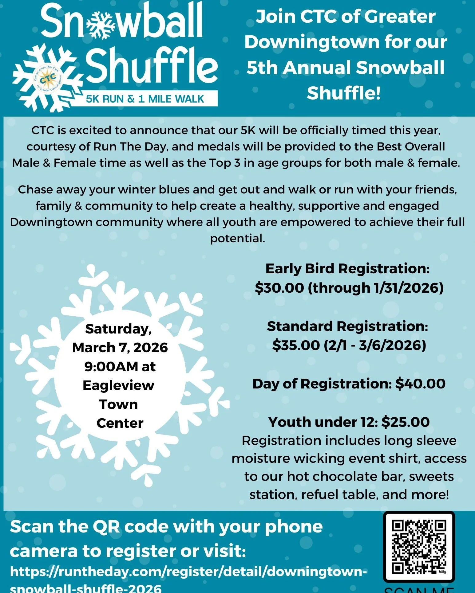Let CTC help you with some of those health focused New Year's Resolutions ✅

We are thrilled to announce that registration is now OPEN for our 5th annual Snowball Shuffle 5K Run &amp; 1 Mile Walk event🎉❄ 

CTC is excited to be partnering with the Ha