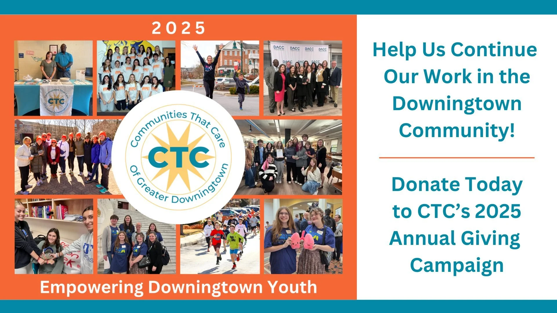 Under 48 Hours To Go!! ⏰

Our 3rd Annual Giving Campaign "Empowering Downingtown Youth" is wrapping up tomorrow evening and we need your help to reach our goal of raising $15,000 for CTC. Please consider donating to this year's campaign as 