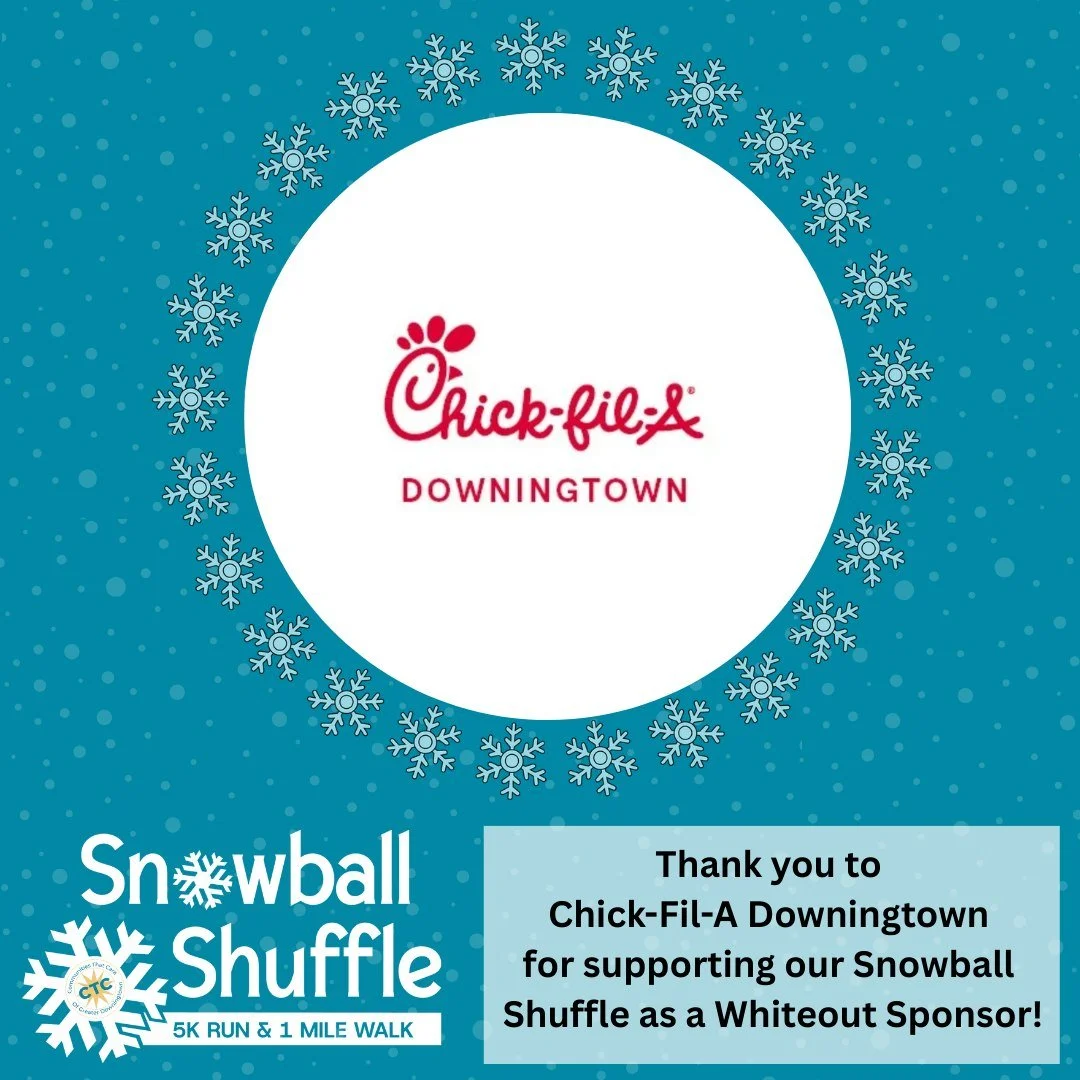 Thank you to our Whiteout level sponsor, @cfadowningtown,  for supporting our 5th Annual Snowball Shuffle Run/Walk! We are so grateful for your partnership.

Join us for the fun on Saturday, March 7th! ❄
Register Here: https://runtheday.com/register/