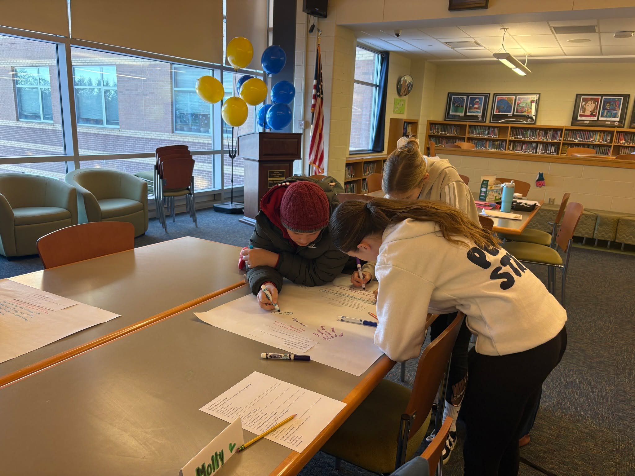 A few weeks ago, our HYPE club students at Marsh Creek Sixth Grade Center put together a chain of positive choices to make this new year. Each chain link has an example of a positive choice you could make and the sign to promote it says: "Every 