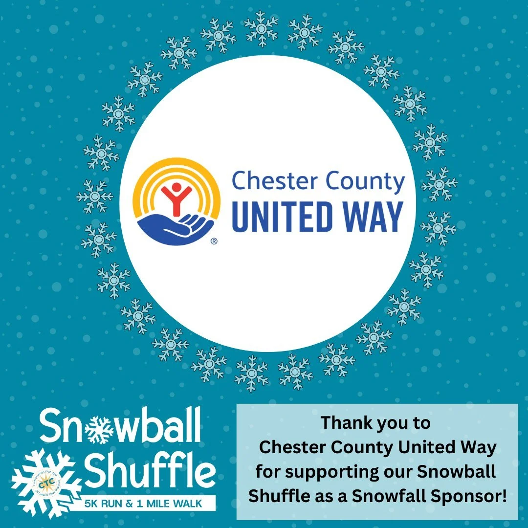Thank you to our Snowfall level sponsor, @chescounitedway, for supporting our 5th Annual Snowball Shuffle Run/Walk! We are so grateful for your partnership.

Join us for the fun on Saturday, March 7th! ❄
Register Here: https://runtheday.com/register/