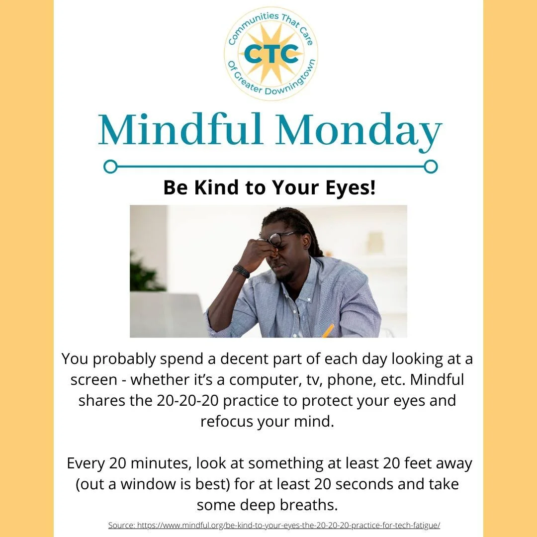 Be Kind to Your Eyes! 👀

@mindfulmagazine shares a helpful practice for when eye strain &amp; fatigue happens. We've used it and the 20-20-20 method definitely helps. Give it a try and let us know what you think.

#MindfulMonday #BeKindToYourEyes #M