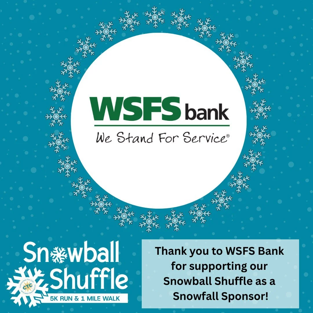 Thank you to our Snowfall level sponsor, @wsfs_bank, for supporting our 5th Annual Snowball Shuffle Run/Walk! We are so grateful for your partnership.

Join us for the fun THIS Saturday, March 7th! ❄
Register Here: https://runtheday.com/register/deta