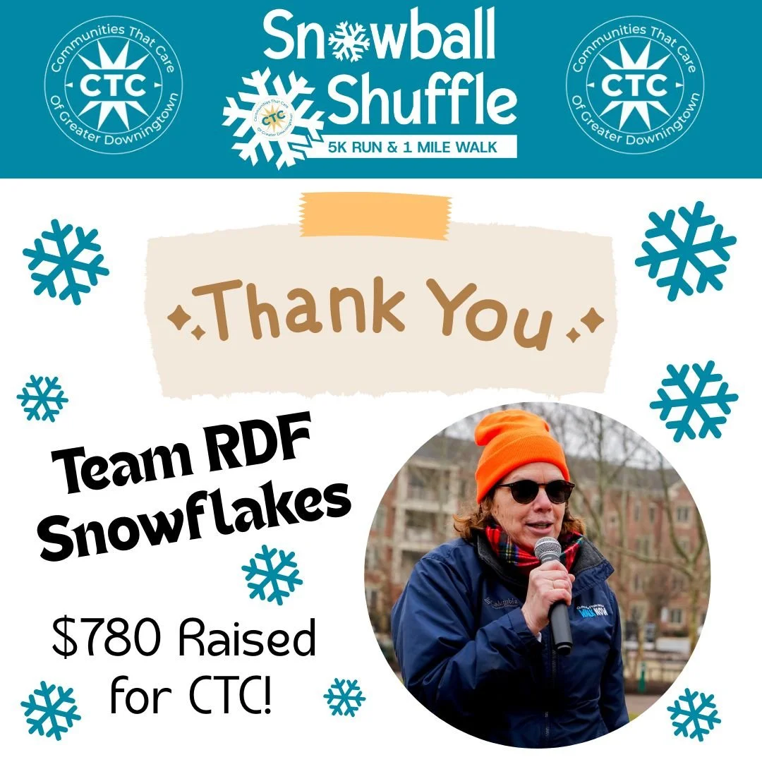 Today's #FeelGoodFriday highlights the fundraising team who raised the most for CTC in this year's 2026 Snowball Shuffle event. Team RDF Snowflakes, who was comprised of 14 members, raised an amazing $780 for our organization. Thank you to Rosemary (