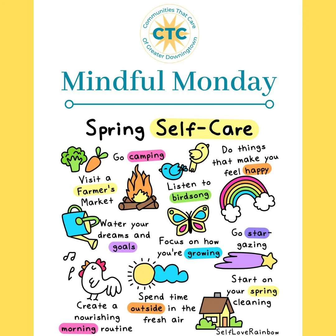 Happy 1st Monday of Spring ☀🌸

We love this spring self-care list from selfloverainbow.com. Find some time during this spring season to try some of these self-care ideas or create some new ideas of your own. 

Let us know which ones you try! #Mindfu