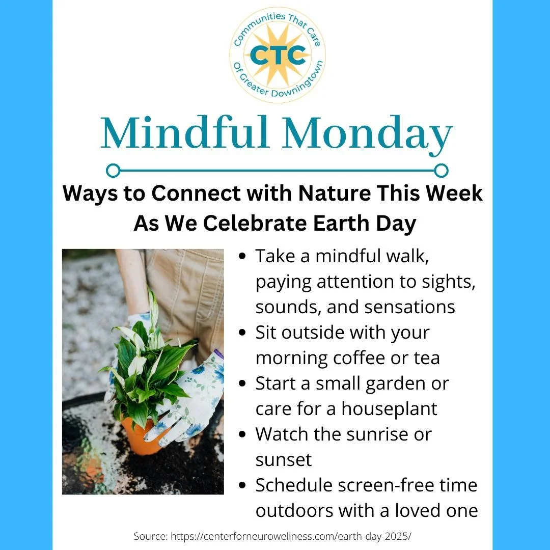Did you know that research shows that spending time in nature can significantly reduce stress, anxiety, and depression? 🌼🌳☀🌱

This week, as we celebrate Earth Day on Wednesday, consider taking the time to reconnect with nature and get outdoors. Th