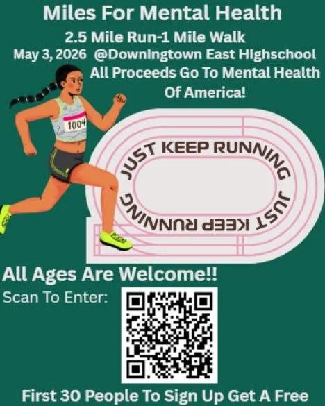 Miles for Mental Health is taking place THIS Sunday, May 3rd at Downingtown East HS!

More info here: https://runsignup.com/Race/PA/Exton/MilesForMentalHealth5K
@dehs_hype #MentalHealthMatters #LocalEvents #DowningtownPA