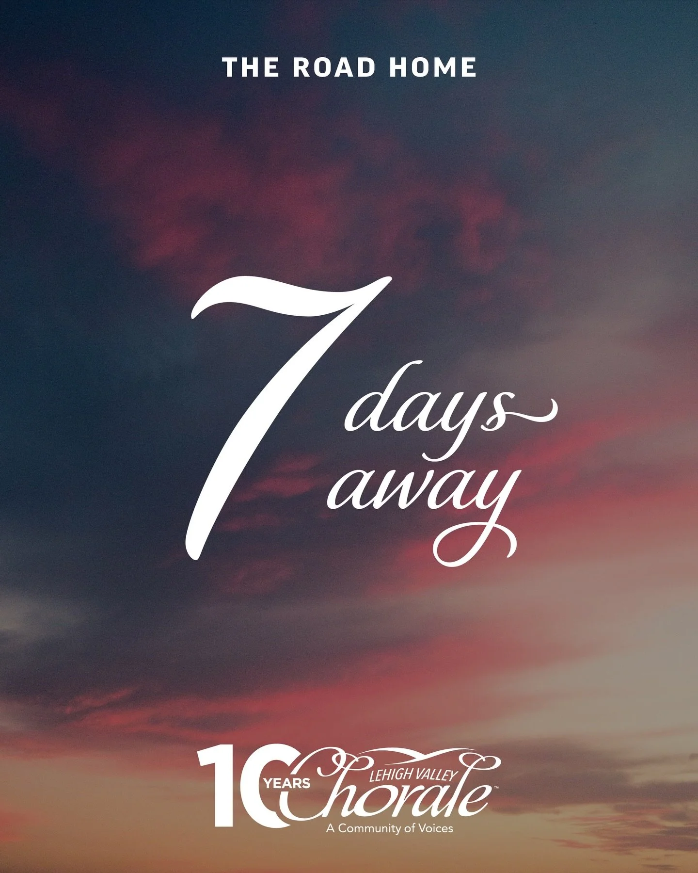 We are just one week away from The Road Home: our 10th Anniversary concert! 

Enjoy a movement from Brahm&rsquo;s Requiem, a majestic Zadok the Priest by Handel, Sondheim&rsquo;s Sunday, Gibbs&rsquo; Way Over in Beulah Lan&rsquo;, a new commission by