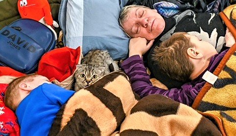 Ukraine cat in bed with Ukraine family.jpg