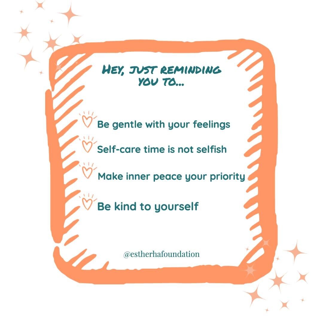 Just a reminder! 🤗

#selfcare #checkin #mentalhealth #mentalhealthawareness #estherhafoundation #youarenotalone #anxiety #depression #aapimentalhealthmatters #aapimentalhealth #aapi #innerpeace #bekind #bekind21