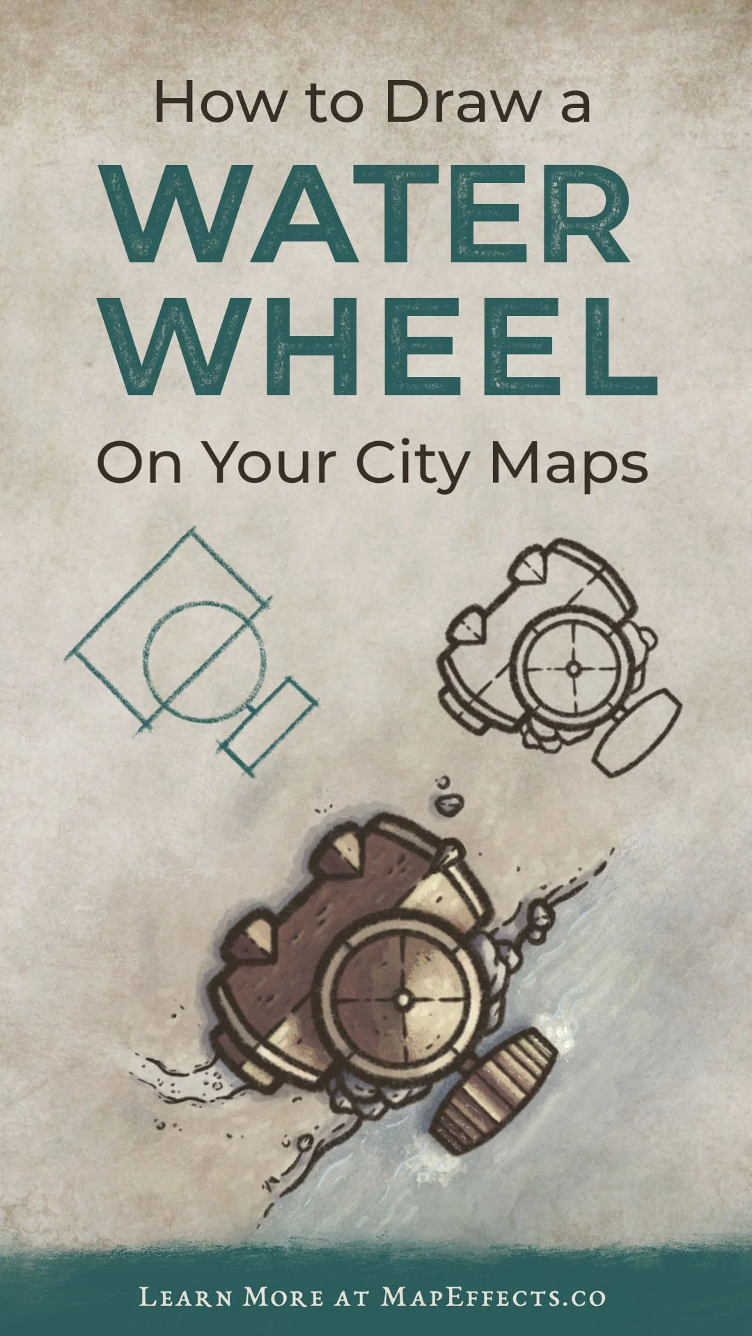 How to Draw a Water Wheel Mill on Your City Maps — Map Effects